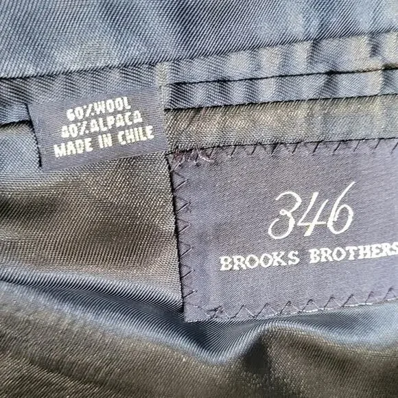 Brooks Brothers Men's Wool AlpacaWindowpane Navy Blazer Jacket 43r 43